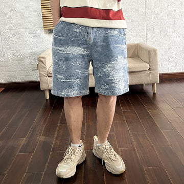 Aidase Heavyweight Jacquard Vintage Casual Loose Straight Shorts for Men Summer Fashion Special Wash Denim Half Jeans 24ss Y2k aidase-shop